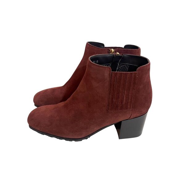 Aquatalia Women's Size 8 Leather Block Heel Brown Rust Suede Ankle Booties $495 - Picture 4 of 10